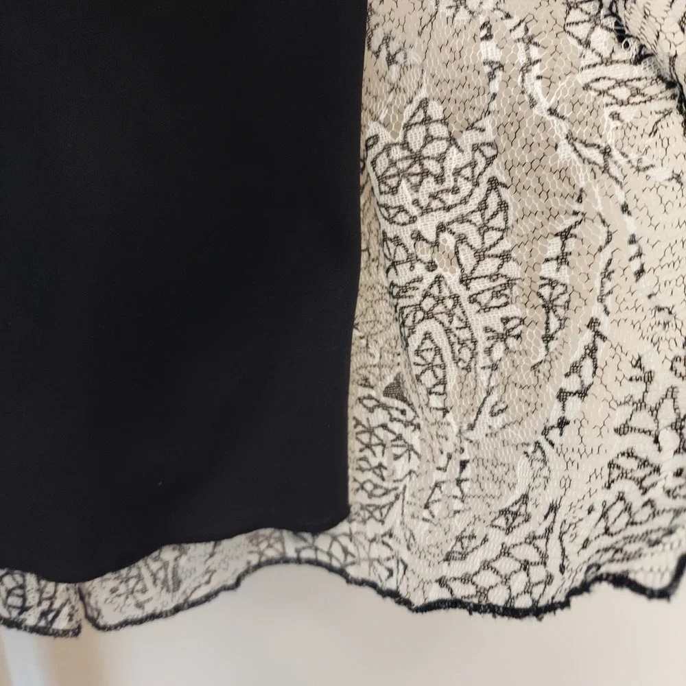 Coldwater Creek Black White Lace Midi‎ Skirt Elastic Waist L 14 Floral Paisley